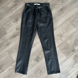 BISHOP AND YOUNG Harper Veagan Leather Tie Belt Waist Paperbag Pants size Small